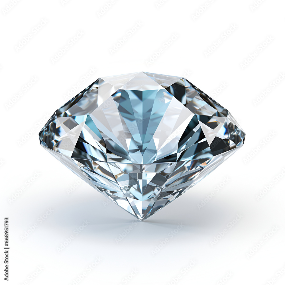 a large transparent processed diamond, a gemstone on a white background.