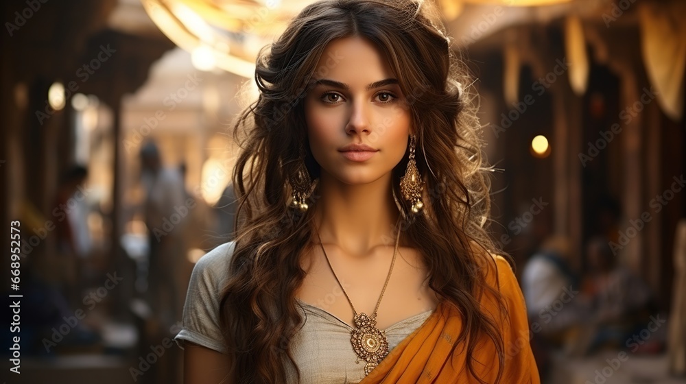 Beautiful Indian girl in traditional Indian sari on temple background Indian Model in Gorgeous Traditional Attire Beautiful Indian girl in traditional Indian sari on temple background Indian Model in Gorgeous Traditional Attire