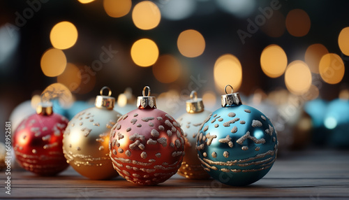 Christmas spheres in American shot on the left side of the screen