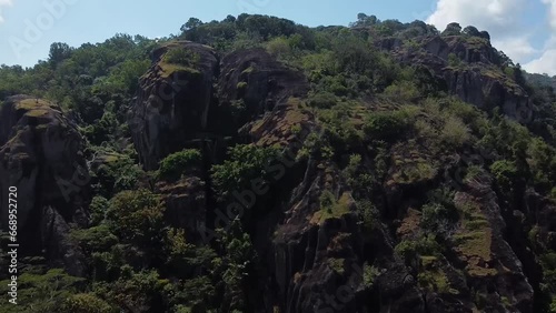 A stunning volcanic landscape featuring rugged terrain, offering a unique and adventurous experience.