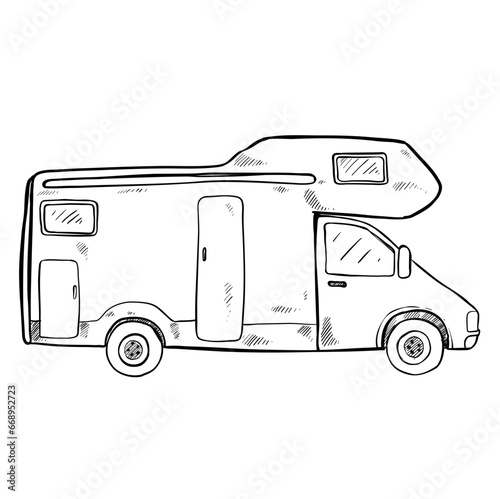 car camping handdrawn illustration 