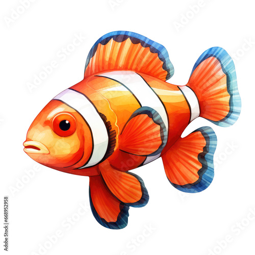 water animal element. watercolor clownfish illustration.