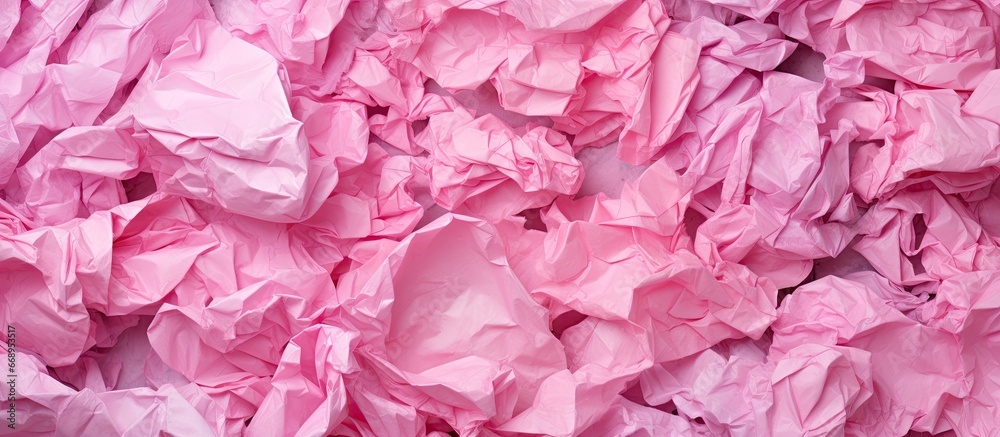 Recycled paper with pink crumpled texture