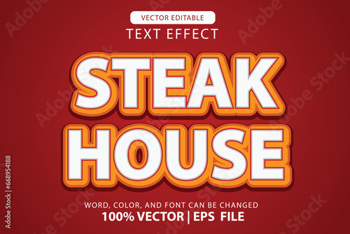 3d editable text effect steak house meat for logo or headline text template