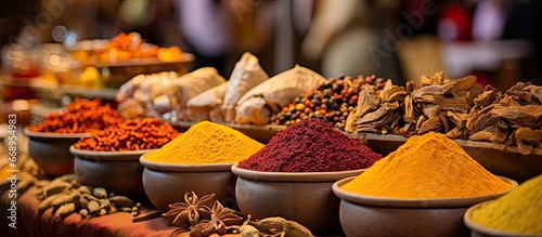Fototapeta Naklejka Na Ścianę i Meble -  Assorted spices available at a local farmers market in Vieil Antibes France