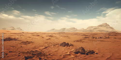 A landscape on the planet mars a picturesque desert on the red planetgenerative ai
