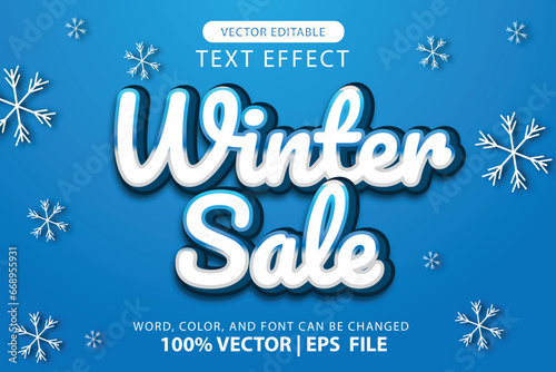 Fototapeta Naklejka Na Ścianę i Meble -  Vector editable text special winter discount effect, for headline, logotype, promotion in November and December, Christmas and New Year celebrations