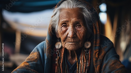 portrait of Old Woman In Terai Nepal