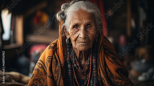 portrait of Old Woman In Terai Nepal