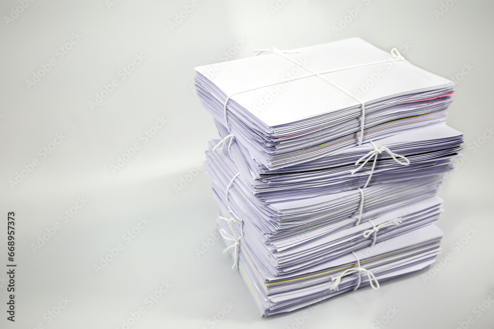 Pile or heap of financial business document paperwork stack on office desk concept of workload overtime or workplace paperless copy Pile or heap of financial business document paperwork stack on office desk concept of workload overtime or workplace paperless copy