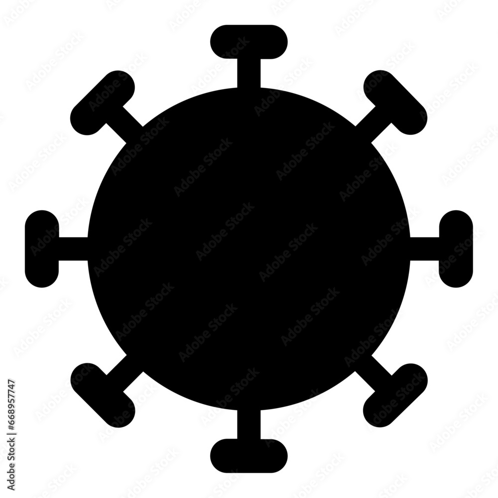 A large coronavirus symbol in the center. Isolated black symbol A large coronavirus symbol in the center. Isolated black symbol