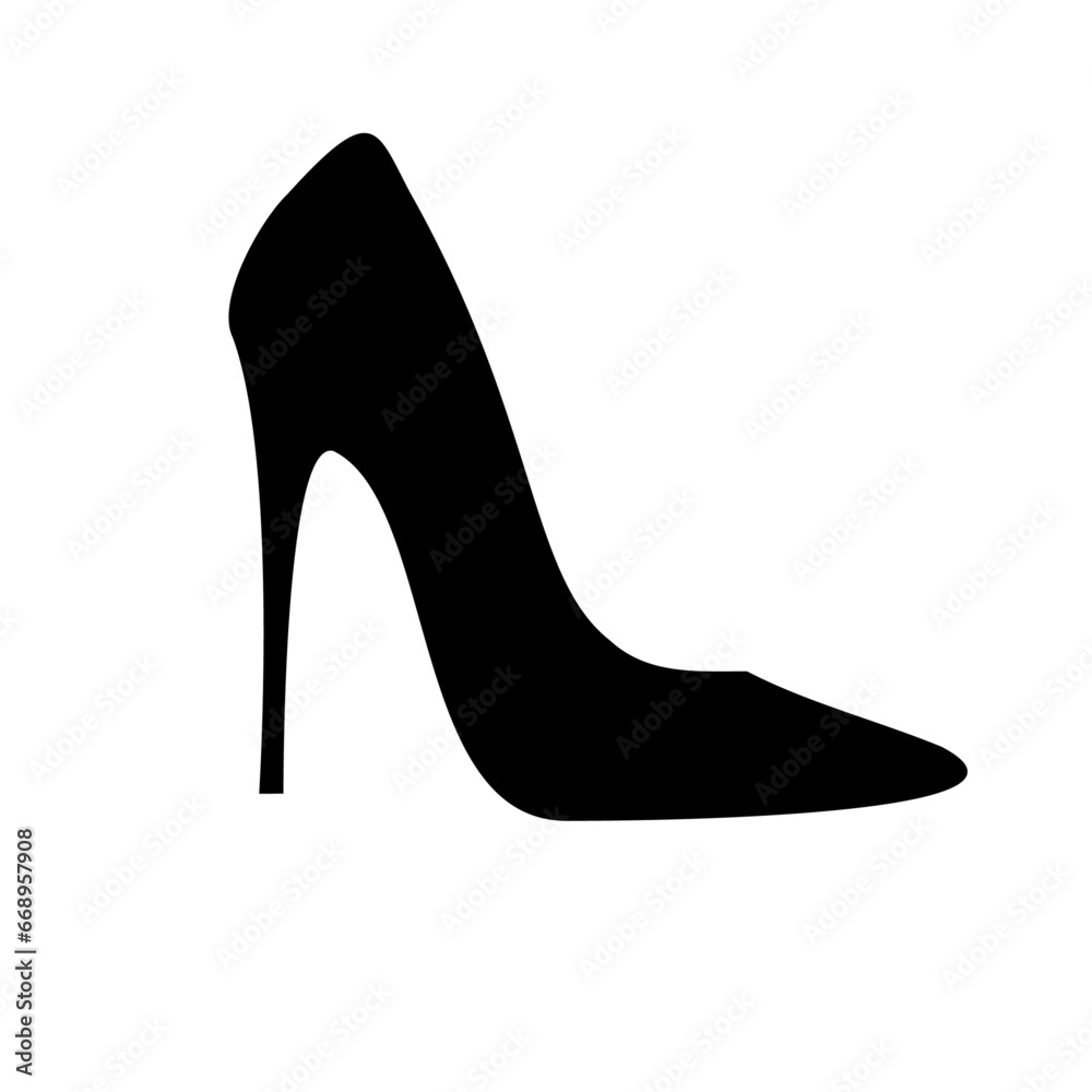 A large High heel shoe symbol in the center. Isolated black symbol A large High heel shoe symbol in the center. Isolated black symbol