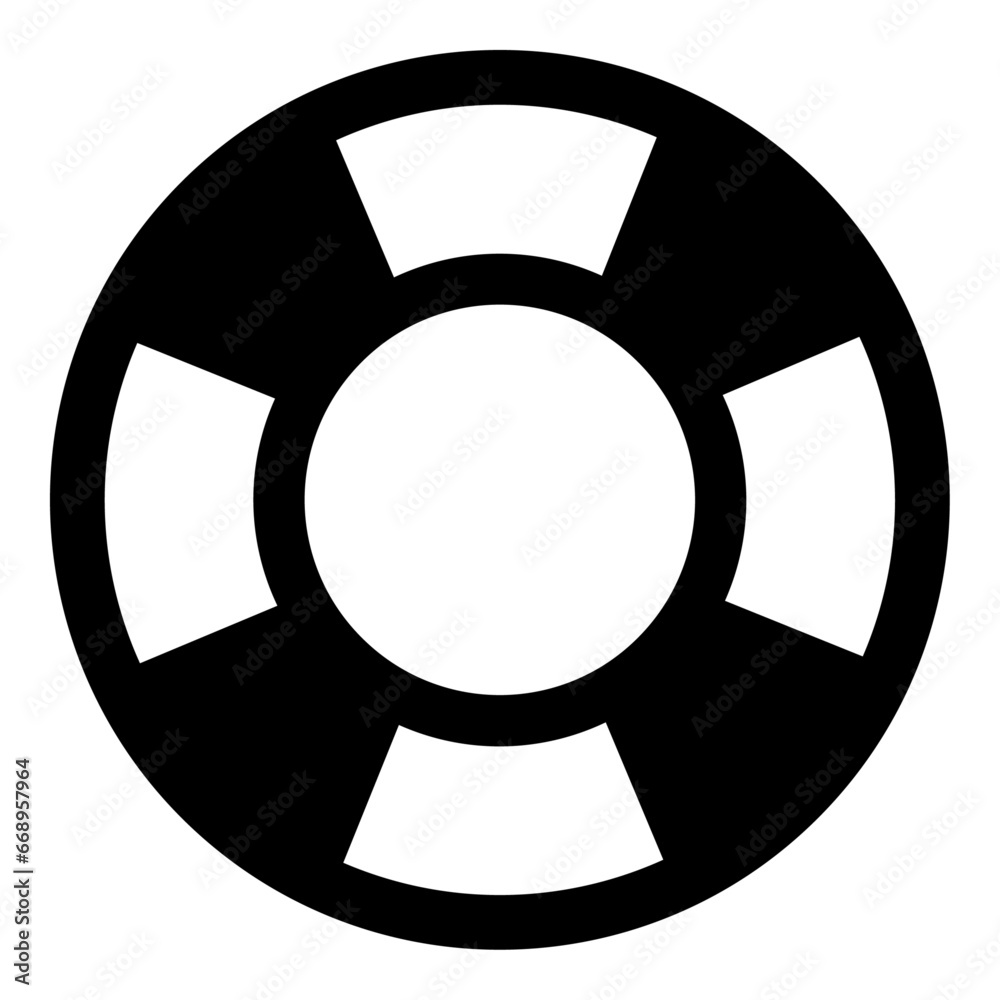 A large lifebuoy symbol in the center. Isolated black symbol A large lifebuoy symbol in the center. Isolated black symbol