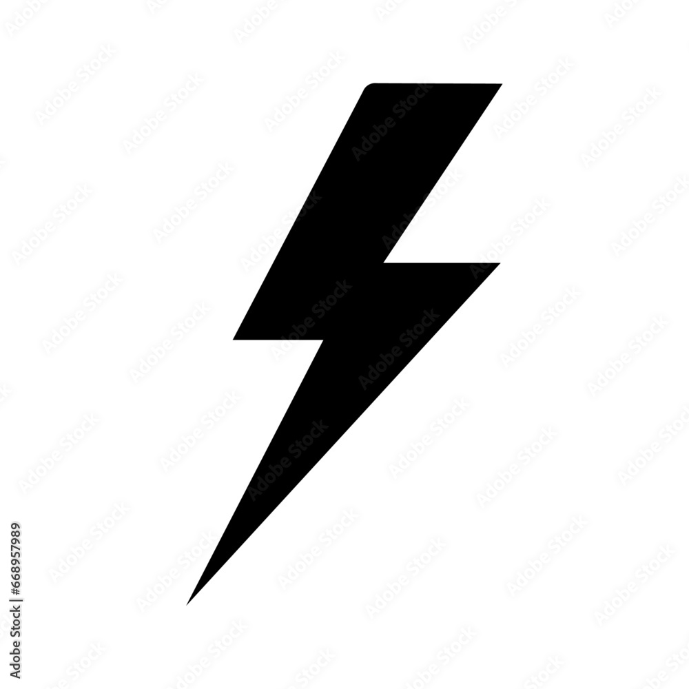 A large lightning symbol in the center. Isolated black symbol A large lightning symbol in the center. Isolated black symbol