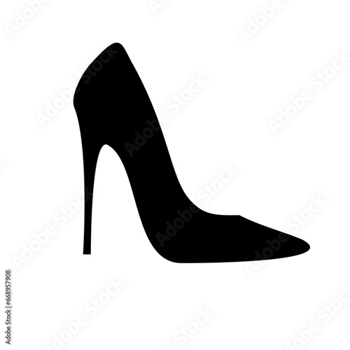 A large High heel shoe symbol in the center. Isolated black symbol