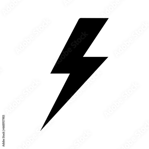 A large lightning symbol in the center. Isolated black symbol