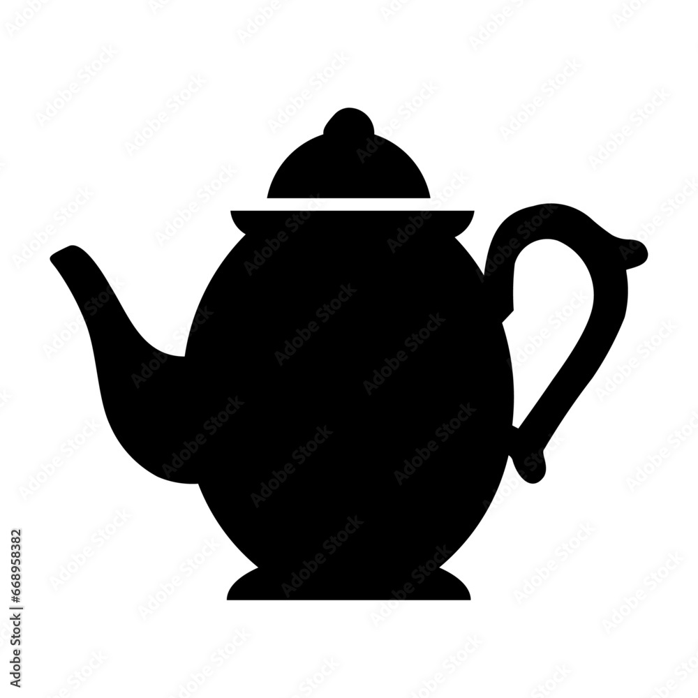 A large teapot in the center. Isolated black symbol A large teapot in the center. Isolated black symbol