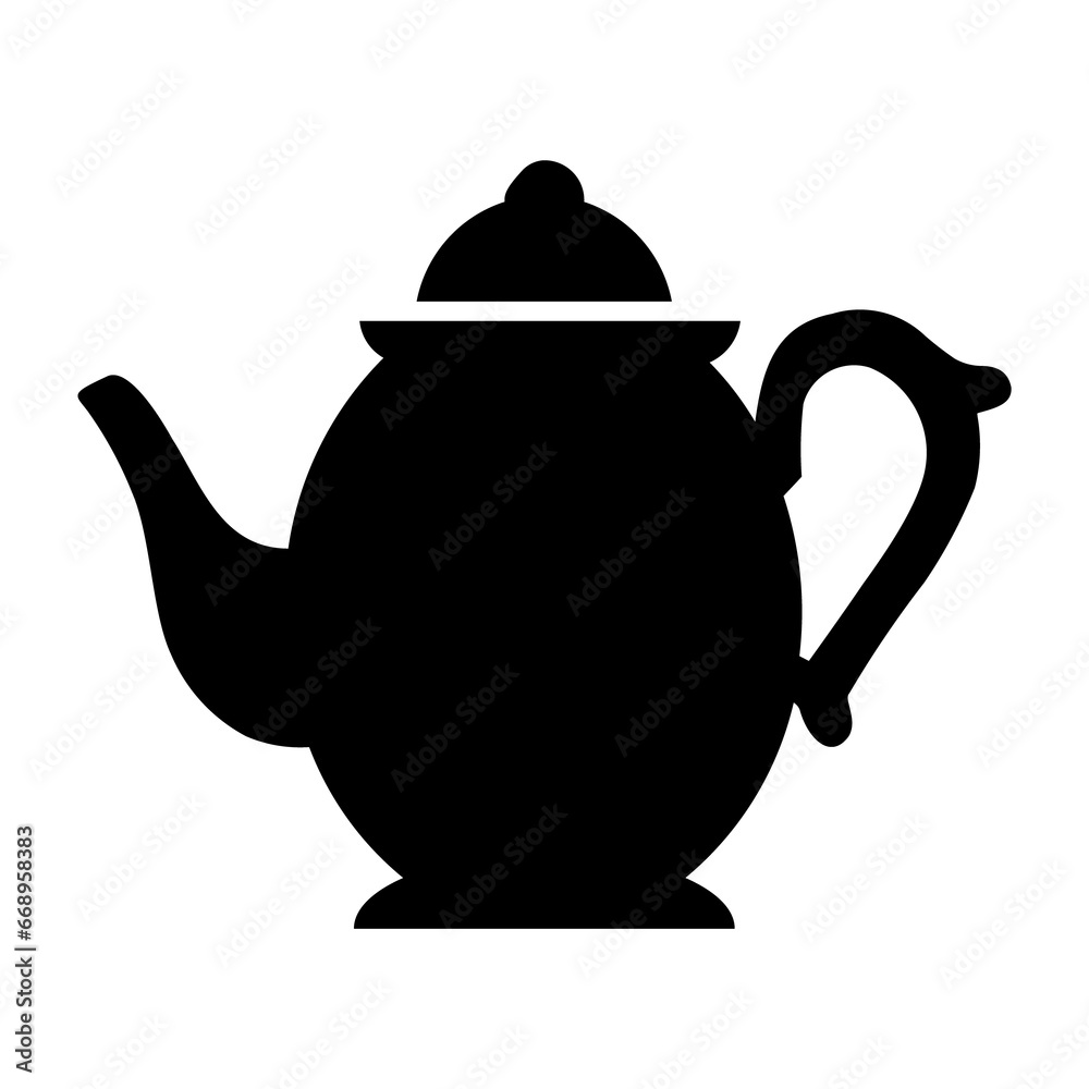 Obraz premium A large teapot in the center. Isolated black symbol