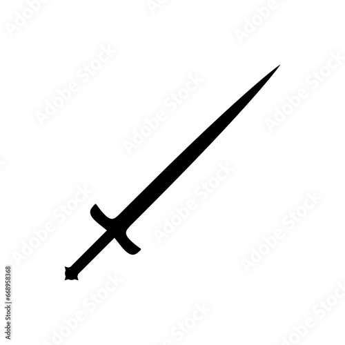 A large sword symbol in the center. Isolated black symbol