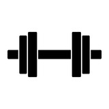 A large dumbbell symbol in the center. Isolated black symbol