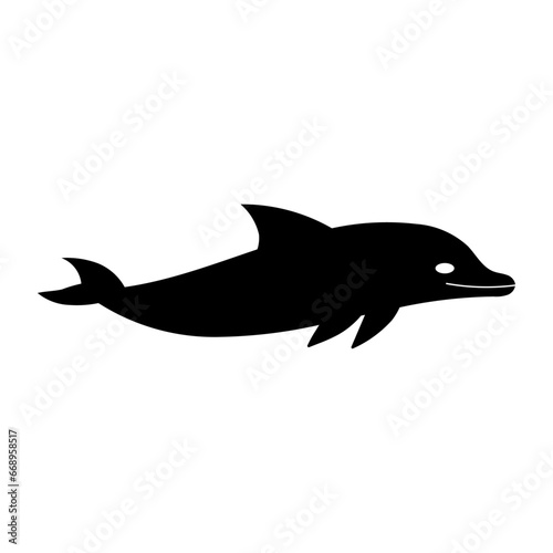 A large dolphin symbol in the center. Isolated black symbol