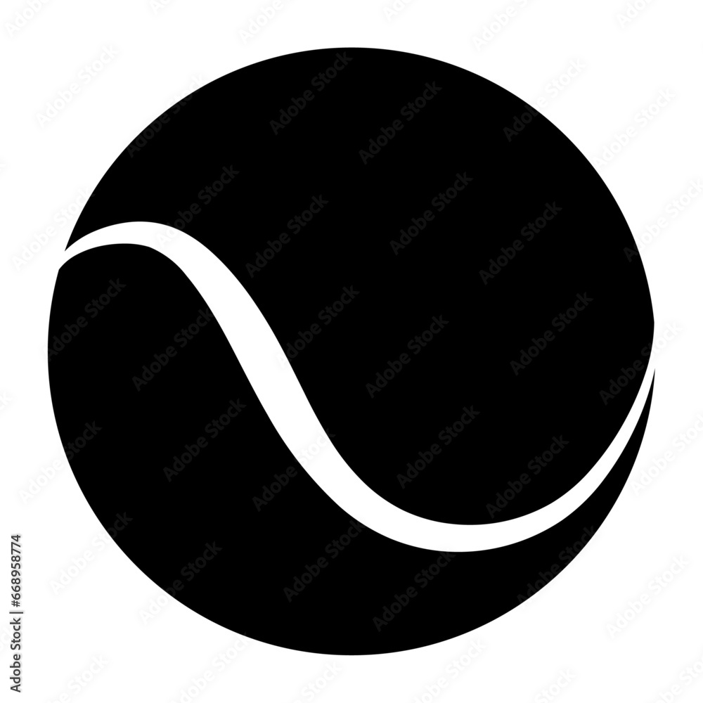 A large tennis ball in the center. Isolated black symbol A large tennis ball in the center. Isolated black symbol