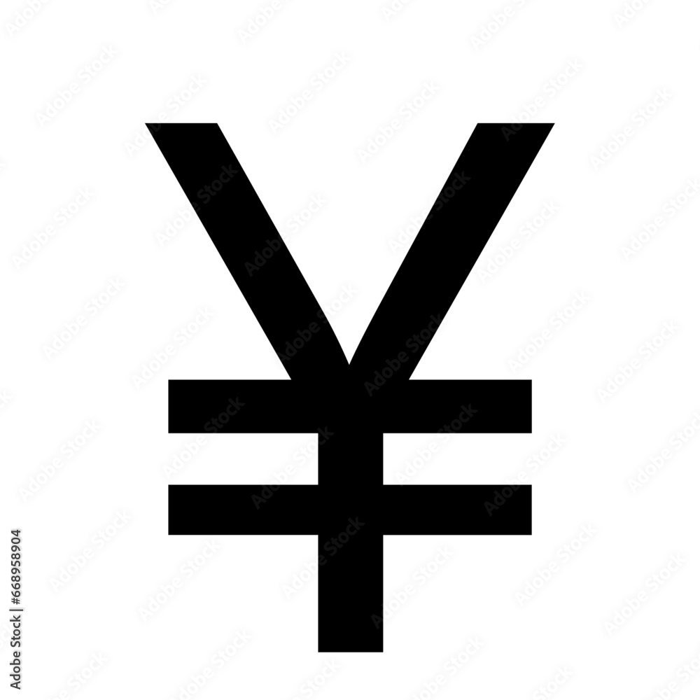 A large yuan symbol in the center. Isolated black symbol A large yuan symbol in the center. Isolated black symbol