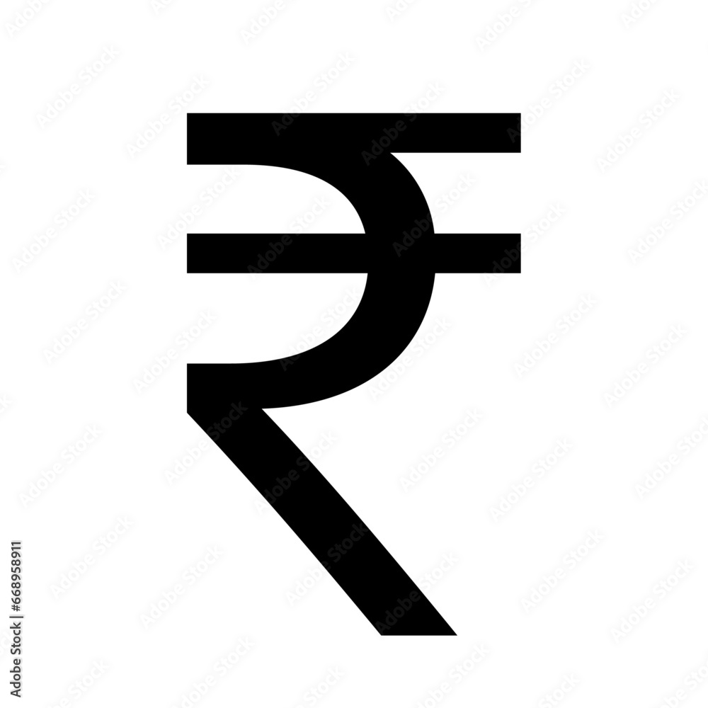A large indian rupee symbol in the center. Isolated black symbol A large indian rupee symbol in the center. Isolated black symbol