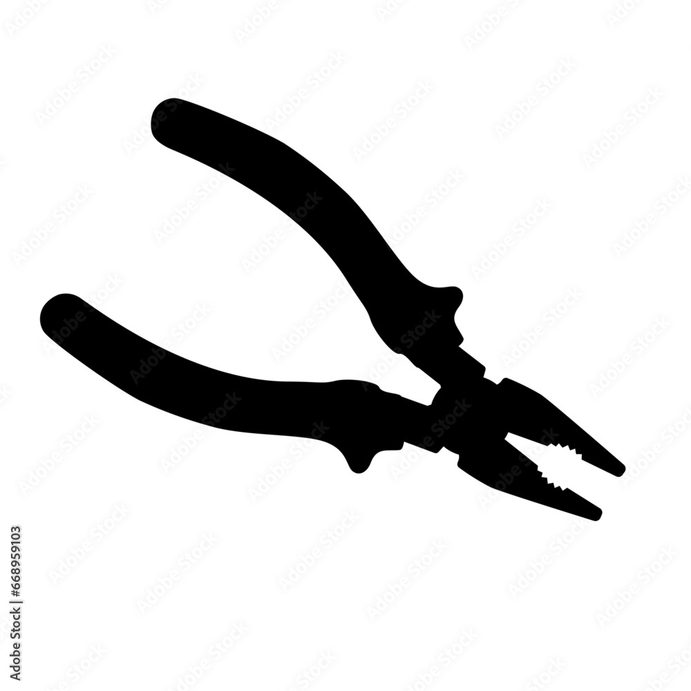 A large pliers symbol in the center. Isolated black symbol A large pliers symbol in the center. Isolated black symbol