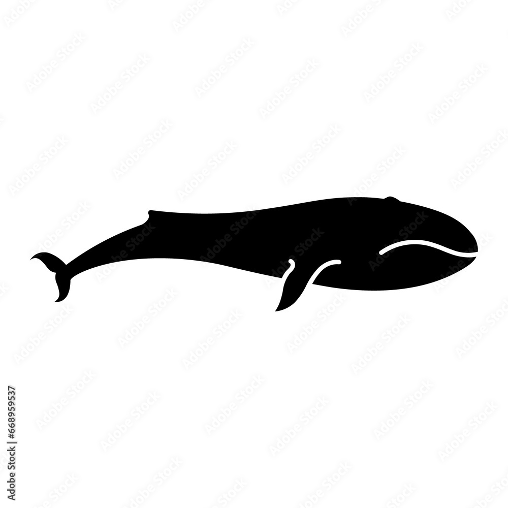Fototapeta premium A large whale symbol in the center. Isolated black symbol