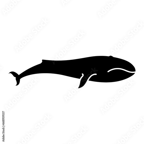 A large whale symbol in the center. Isolated black symbol