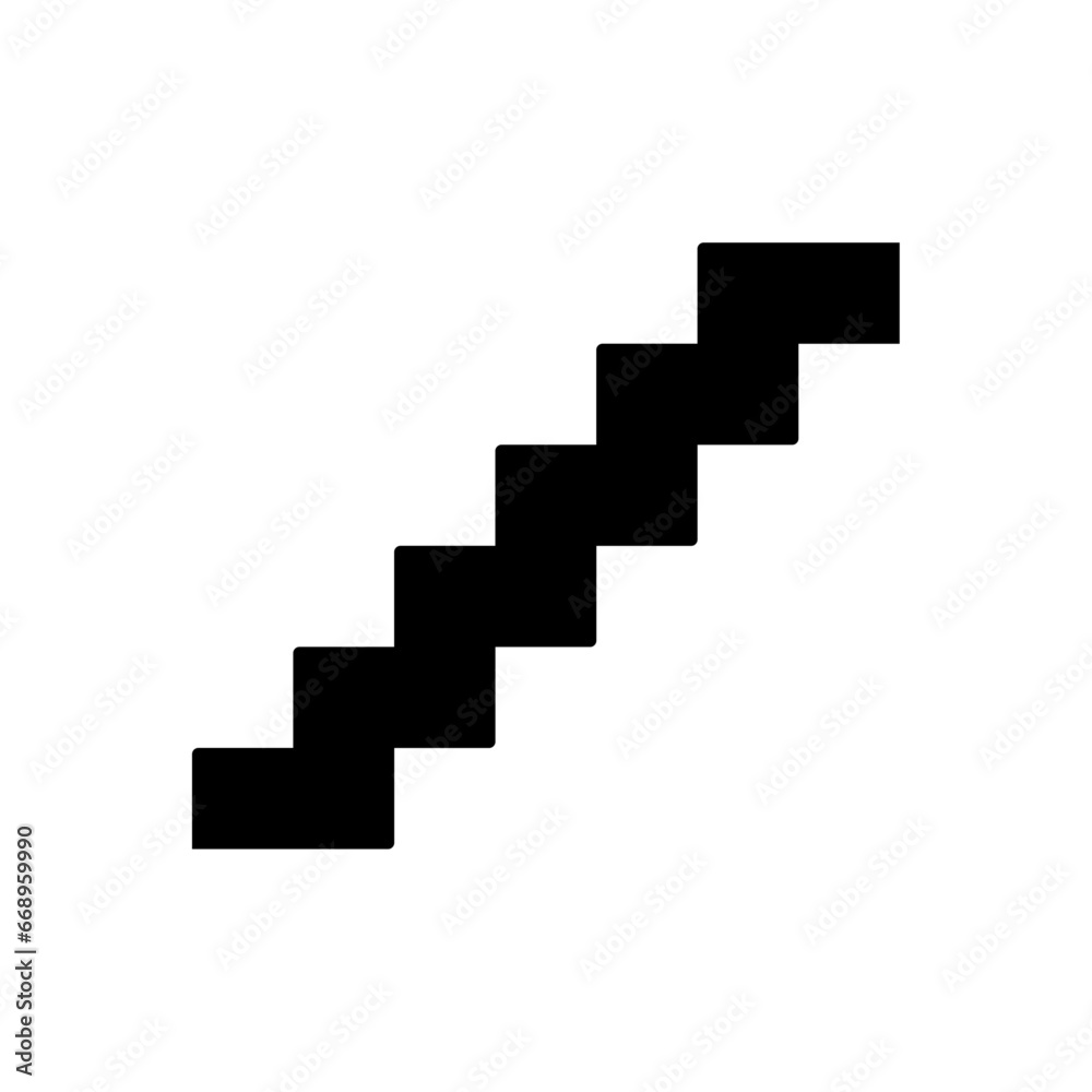 A large stairs symbol in the center. Isolated black symbol A large stairs symbol in the center. Isolated black symbol