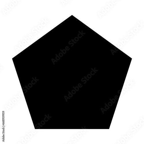 A large pentagon symbol in the center. Isolated black symbol