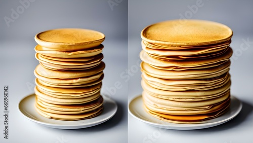 stack of pancakes on white background Generative AI