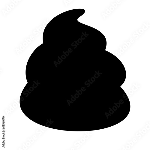 A large poop symbol in the center. Isolated black symbol