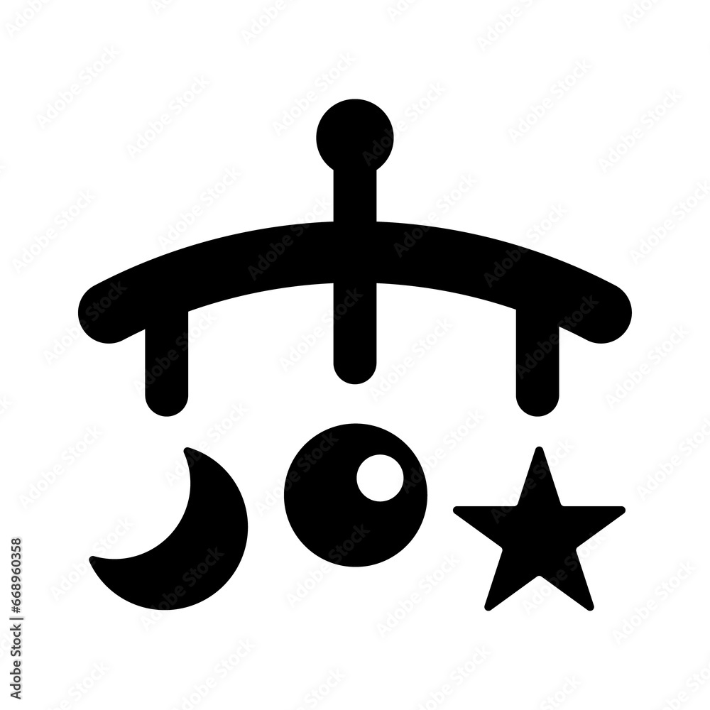 A large baby mobile in the center. Isolated black symbol A large baby mobile in the center. Isolated black symbol