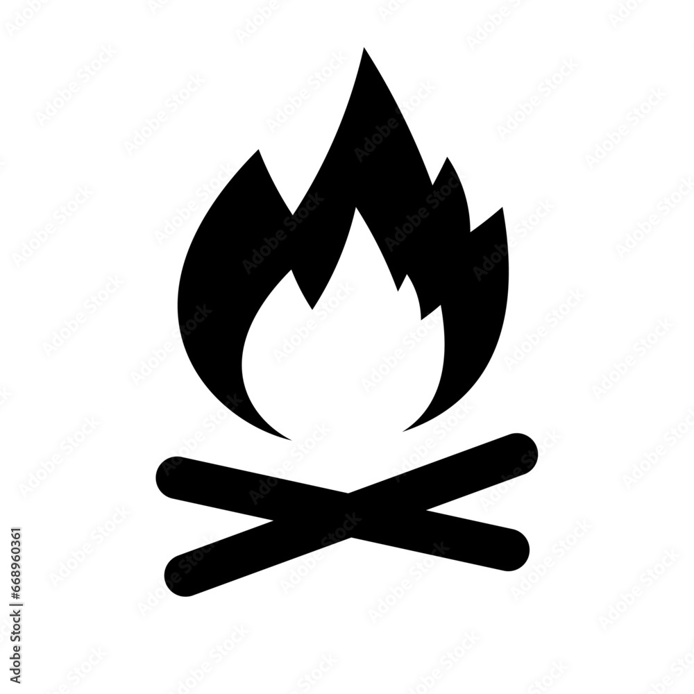 A large bonfire symbol in the center. Isolated black symbol A large bonfire symbol in the center. Isolated black symbol