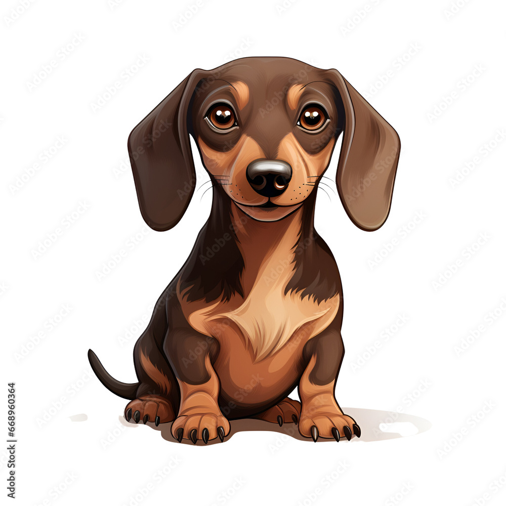 Dachshund Wiener Dog Cartoon Style Logo Vector Style Illustration No Background Perfect For Print on Demand Merchandise