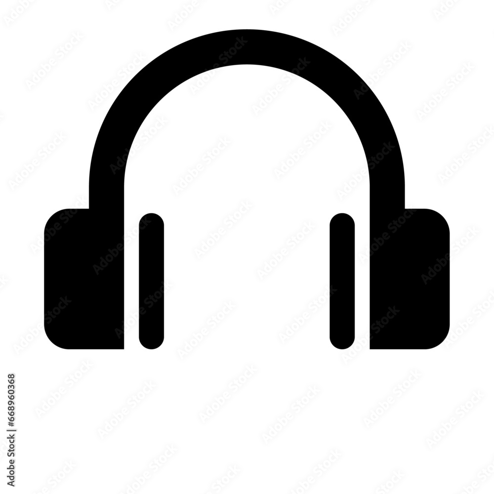 A large headphones symbol in the center. Isolated black symbol A large headphones symbol in the center. Isolated black symbol