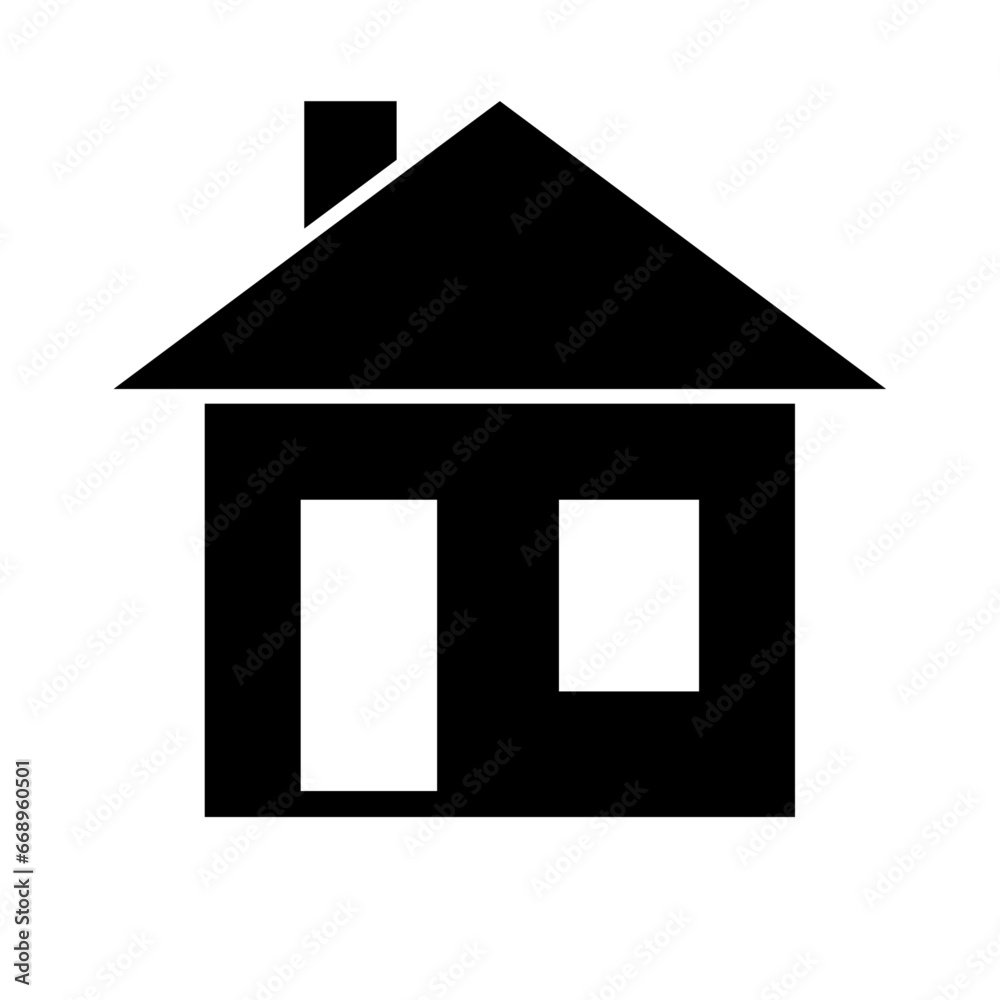 A large house symbol in the center. Isolated black symbol A large house symbol in the center. Isolated black symbol
