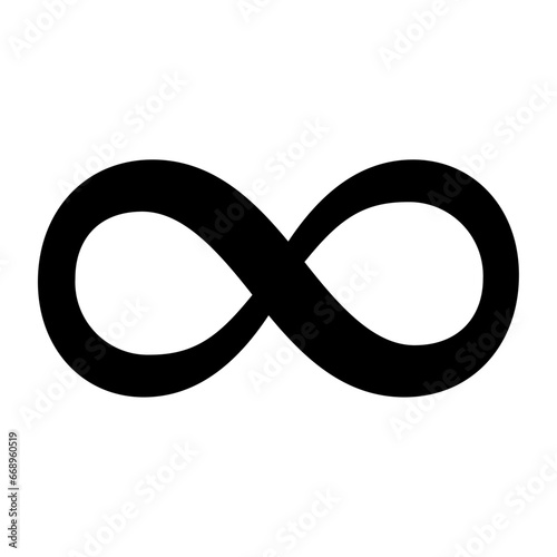A large infinity symbol in the center. Isolated black symbol
