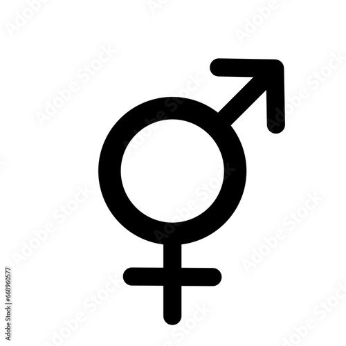 A large bigender symbol in the center. Isolated black symbol