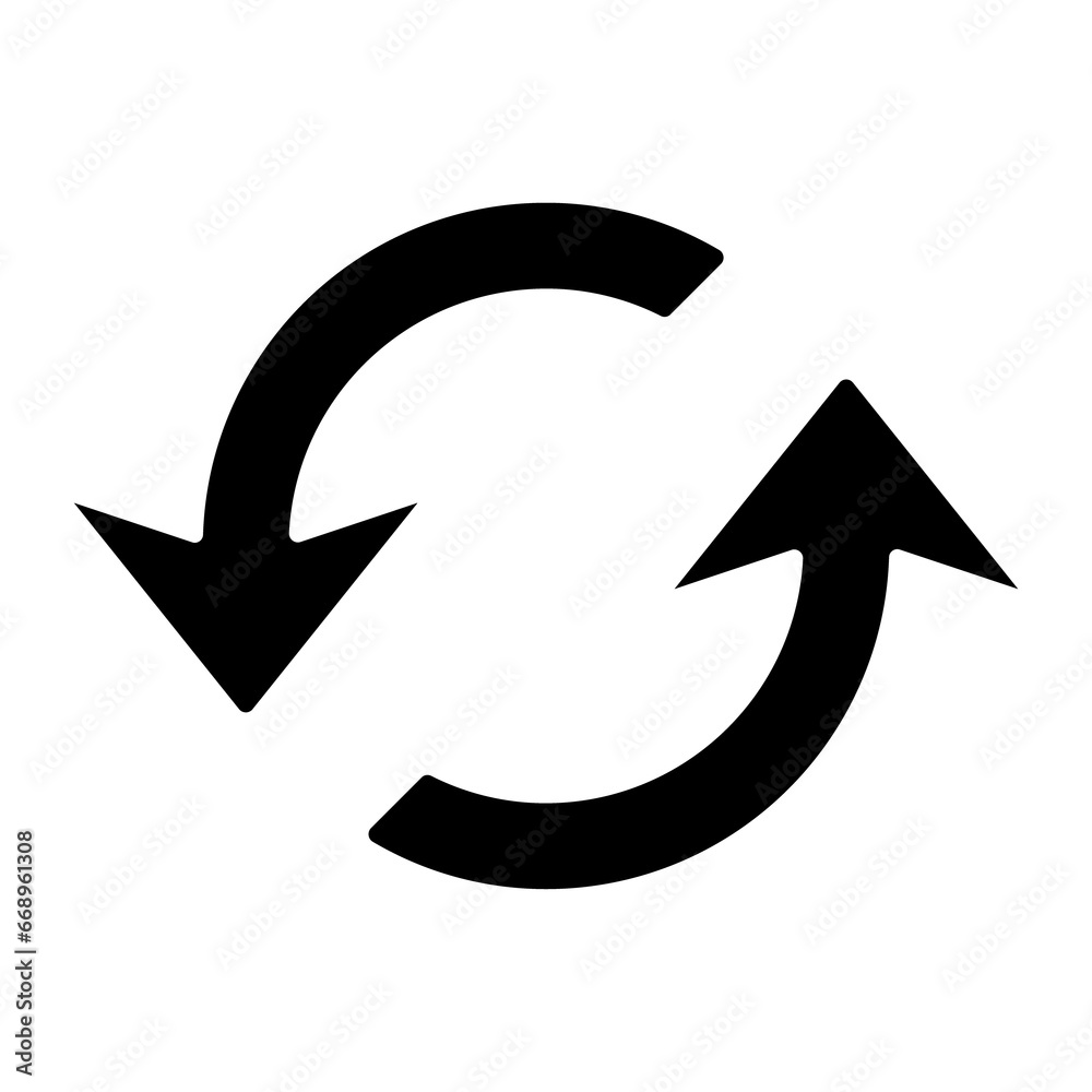 A large refresh symbol in the center. Isolated black symbol A large refresh symbol in the center. Isolated black symbol
