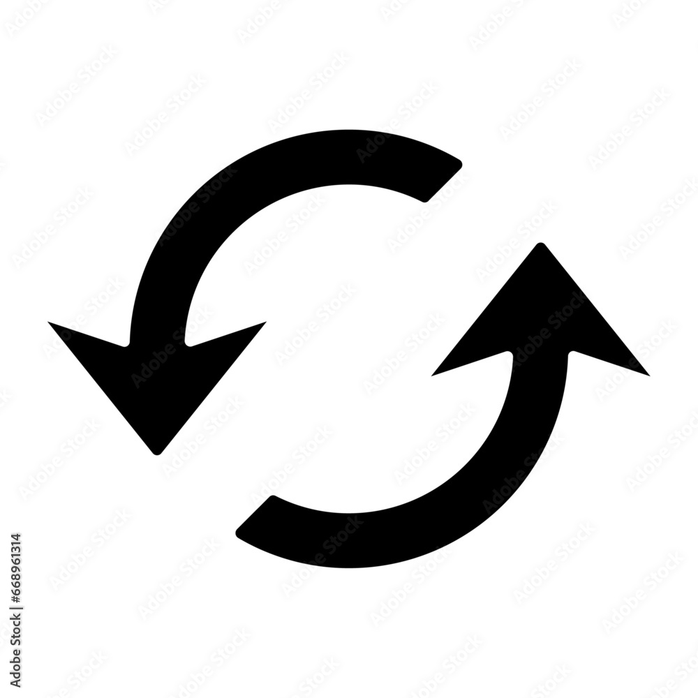A large refresh symbol in the center. Isolated black symbol A large refresh symbol in the center. Isolated black symbol