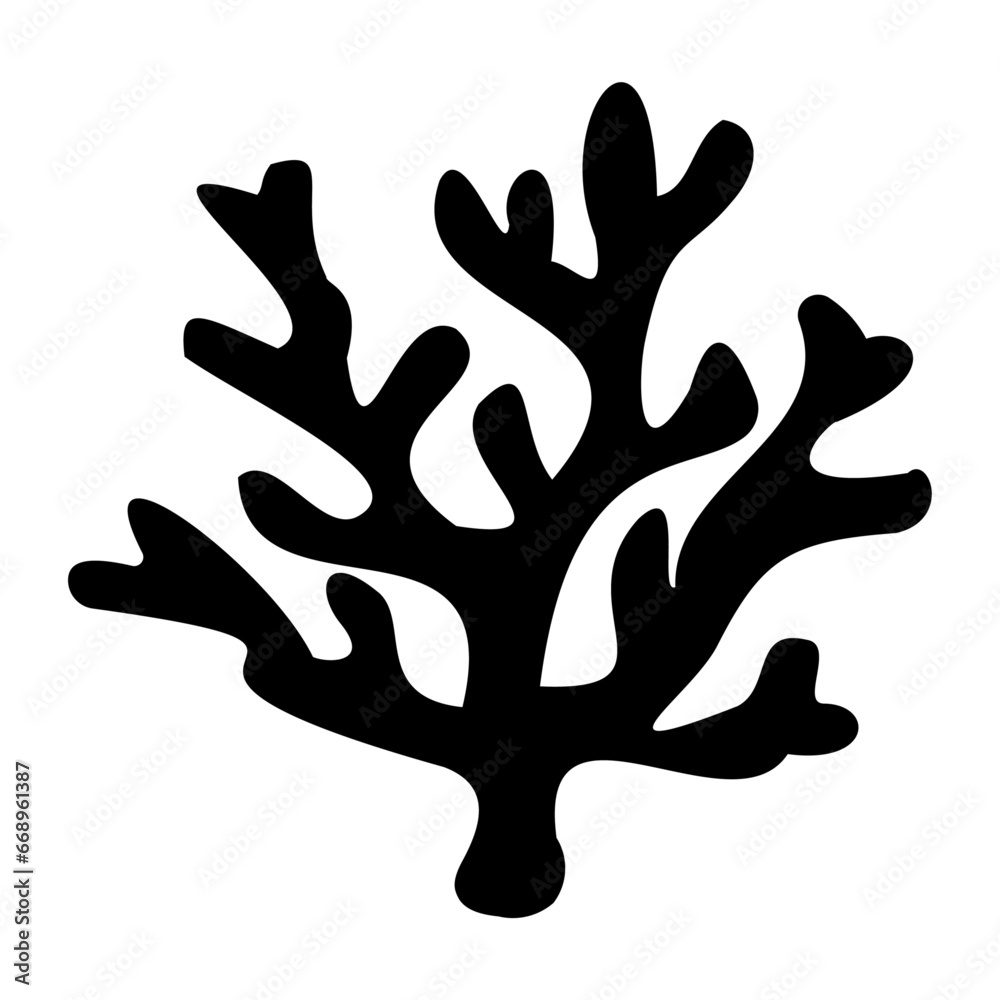 A large coral symbol in the center. Isolated black symbol