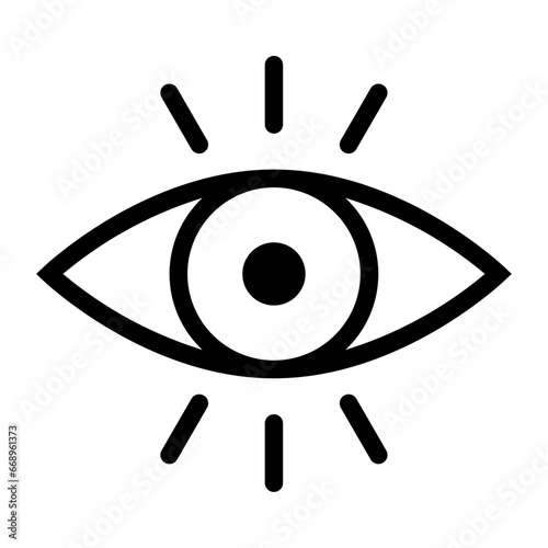 A large vision symbol in the center. Isolated black symbol