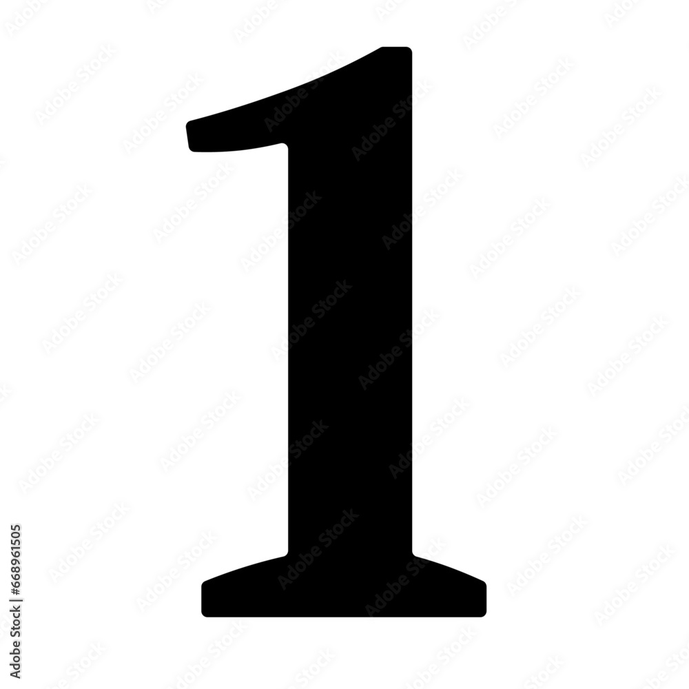 A large number one symbol in the center. Isolated black symbol A large number one symbol in the center. Isolated black symbol