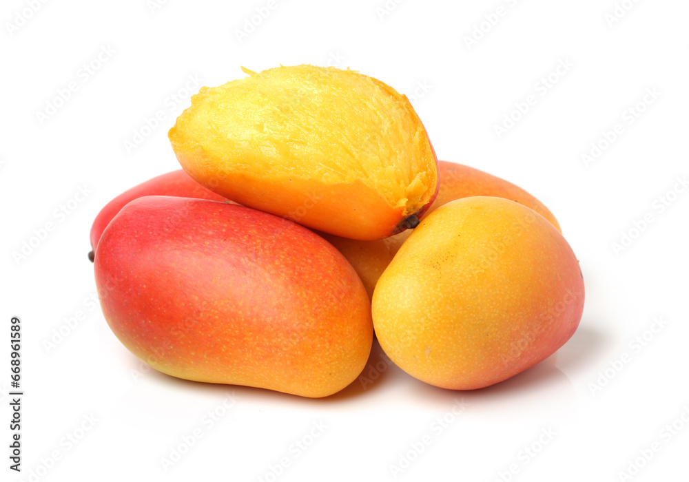 mango opened on white background.