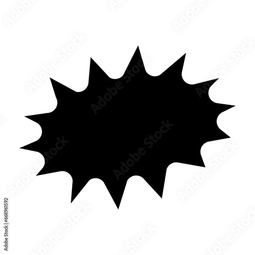 A large explosion symbol in the center. Isolated black symbol