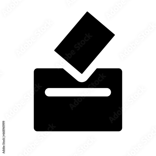 A large vote symbol in the center. Isolated black symbol
